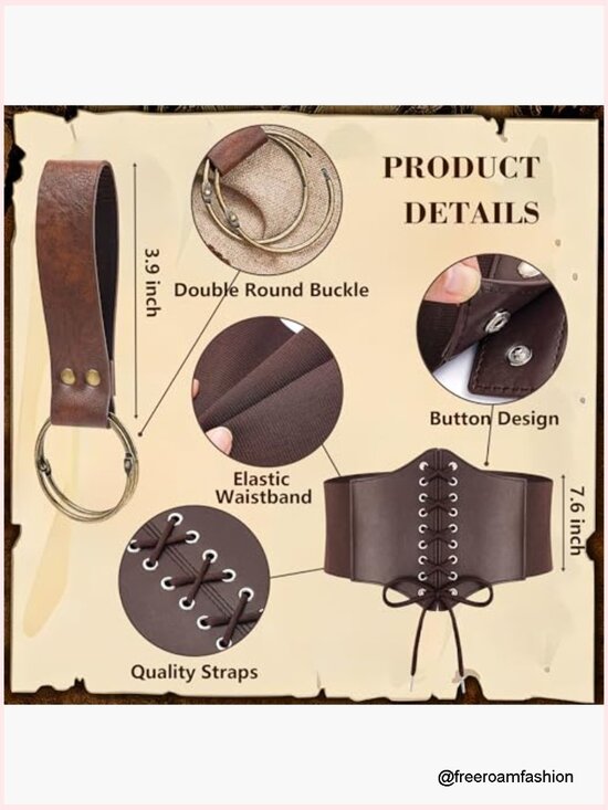 Medieval Renaissance Corset Belt Pouch Waist Bag Leather Belt Costume Accessory main image 4